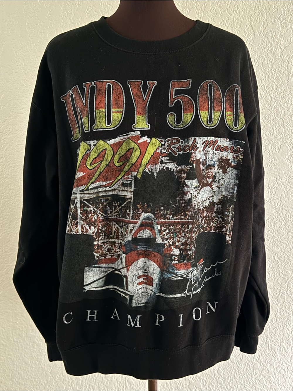 Indy 500 Rick Mears 1991 Champion Sweatshirt Large Vintage Style Racing Sz L
